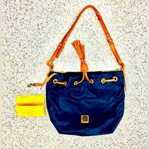 DOONEY & BOURKE Authentic Windham Kade Drawstring Handbag for Womens. Navy Blue.